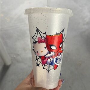 Hello Kitty and Spider-Man Glitter Cup